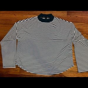Forever 21, Medium, Green and White Stripped Long Sleeve Shirt